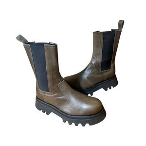 Zara Chelsea Platform Brown High Ankle Boots Sz 40 (9.5)Excellent Preowned Condi